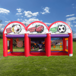 🏆 3-in-1 Sports Inflatable Rental – Baseball, Football & Soc