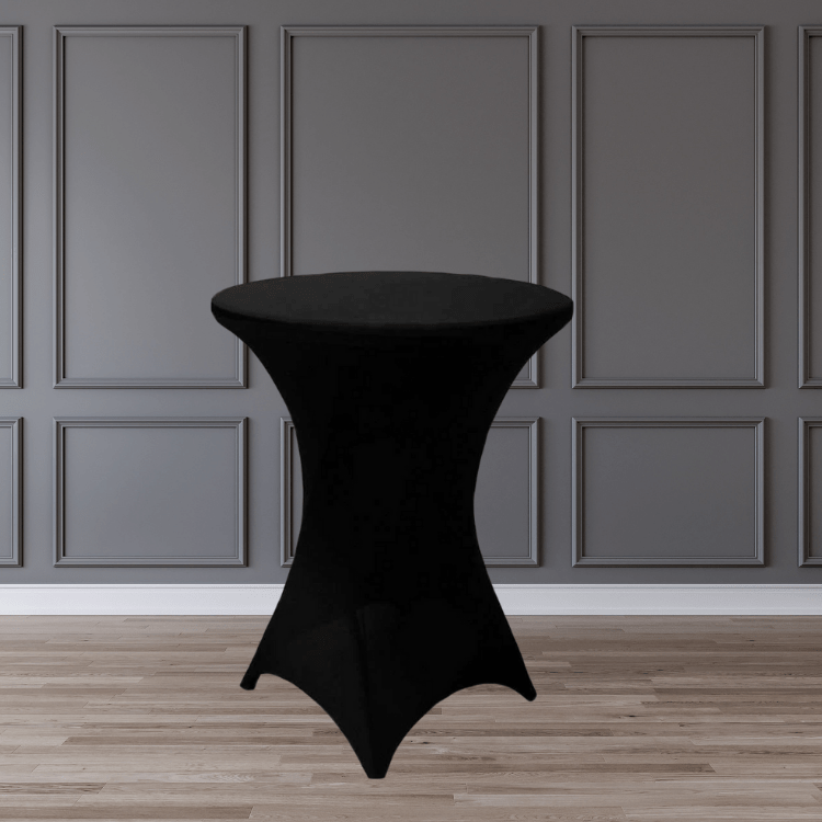 Black Spandex Cocktail Table Cover Rental – Carmel, IN