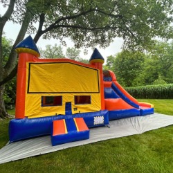 adventure orange castle bounce house entrance rental carmel indian 1 Adventure Orange Castle Dry Bounce House with Slide
