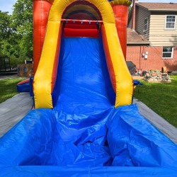 adventure orange castle wet bounce house pool closeup rental carme 1 Adventure Orange Castle Bounce House with Slide and Pool