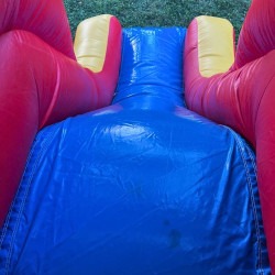 bounce house rental red yellow blue castle top slide view carmel i 3 Colorful Bounce House Castle With Water Slide and Pool