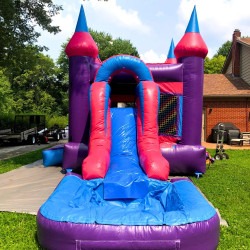asap party rentals pink purple castle combo slide pool front 1.jpg 1 1 Pink & Purple Bounce House with Slide and Pool