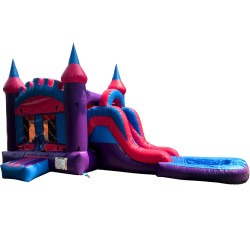 Pink & Purple Bounce House with Slide and Pool