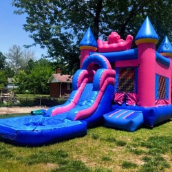 royal crown castle combo bounce house with slide wet real setup fr 1 Royal Crown Castle Combo Bounce House with Splash Pool